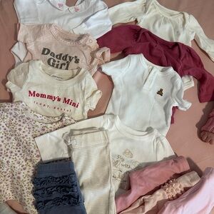 JACADI AND GAP Baby Girls Clothing Lot - White, Cream, Pink, Mauve, Navy